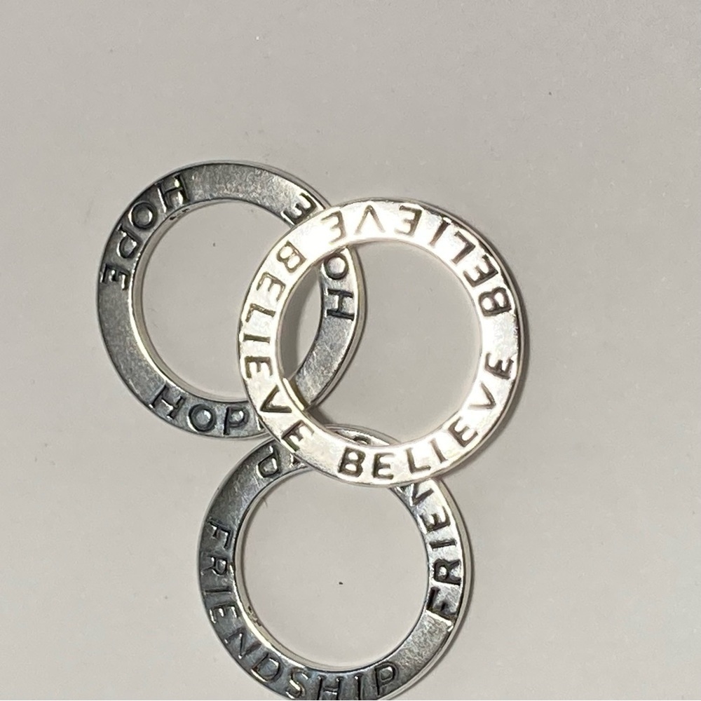 Silpada 3 circular Sterling Silver pendants Hope Believe Friendship - Picture 5 of 10